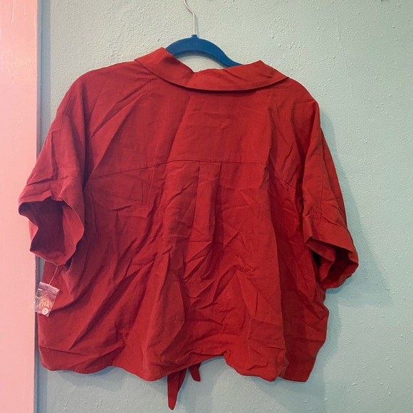 Red Button-Up ModCloth crop top - Picture 2 of 5